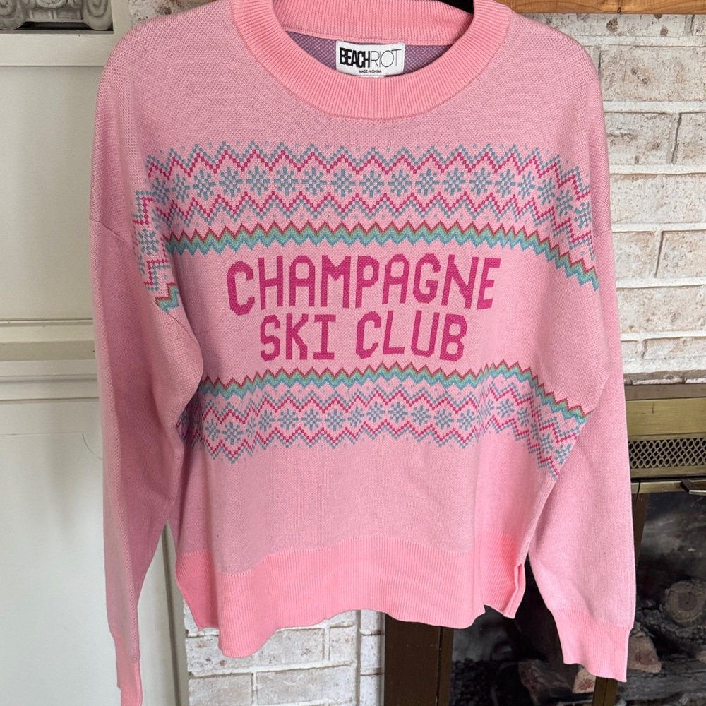 NWT Beach Riot Pink Sweater Matching Set- Champagne Ski Club